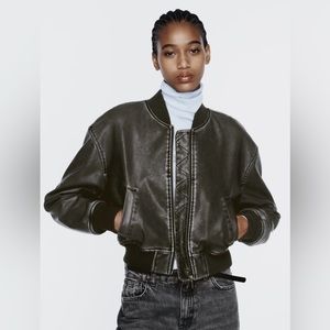 Zara Faux Leather Bomber S